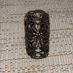 Floral brushed metal ring